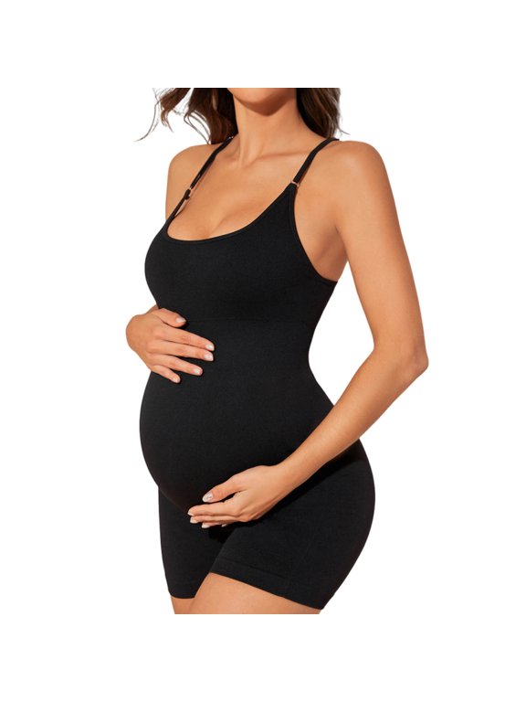 Womens Maternity Seamless Shapewear Romper Criss-Cross Back Yoga Pregnancy Body Shaper