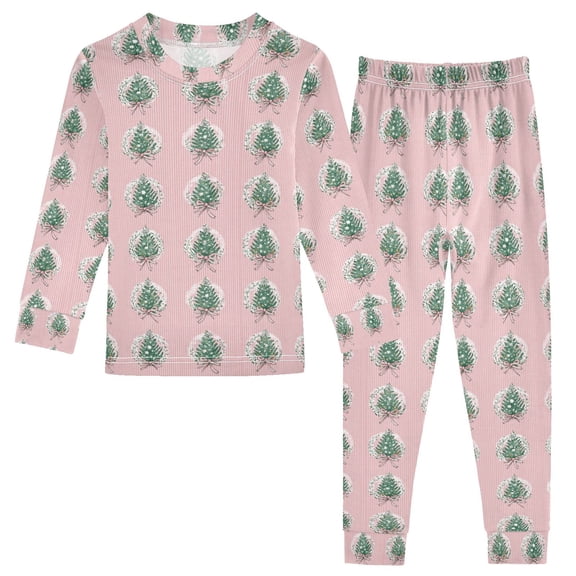 Pajama Christmas Tree Pink Cute Comfortable Cotton Two-piece Pajama Set
