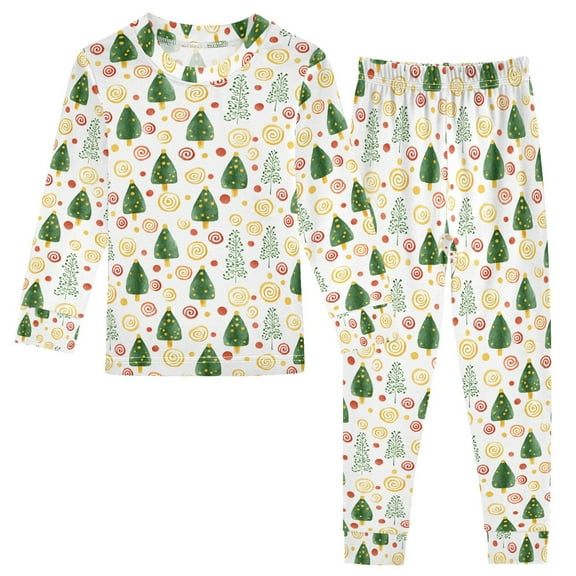 Pajama Christmas Tree Polka Dots Circles Cute Comfortable Cotton Two-piece Pajama Set