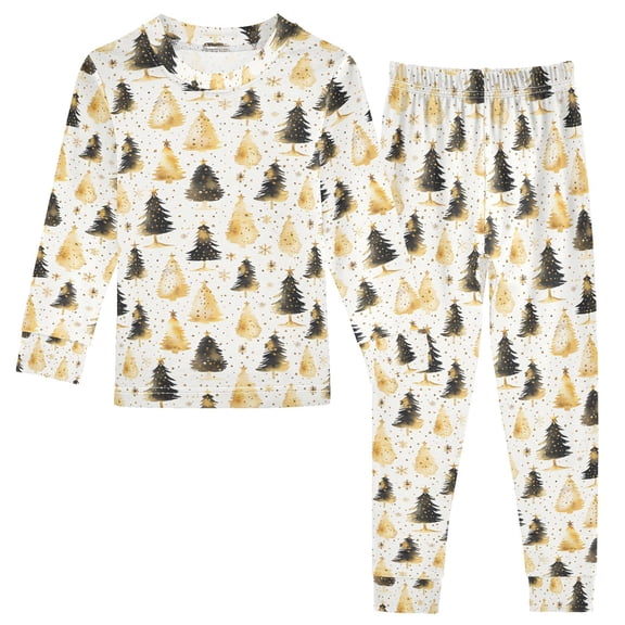 Pajama Christmas Tree Stars White Cute Comfortable Cotton Two-piece Pajama Set