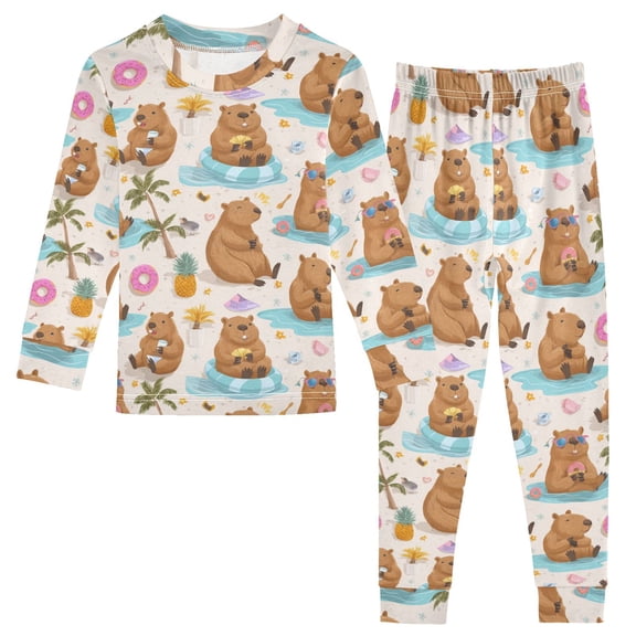Pajama Cute Cartoon Capybaras Cute Comfortable Cotton Two-piece Pajama Set