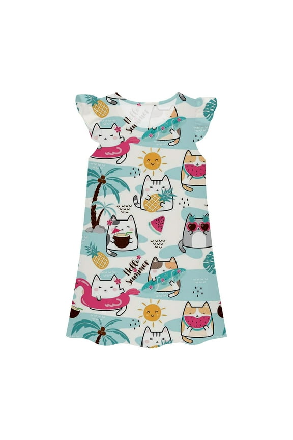 Pajama Dress Toddler Girls Sleep Dress Cute Pajama Dress Cute Princess Dress Breathable Trendy Outfit for Kids #Z06Multicolour 5-6 Years