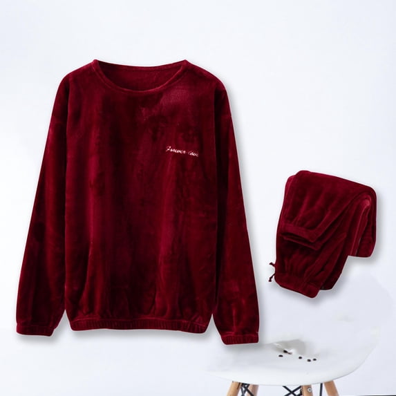 Pajama Men Fashion Pajama Solid Casual Round-Neck Long Sleeve Pants Set Sleepwear Pj Sets for Man Soft Pajama Set for Men Pajama for Men Set Men’s Pajama Sets