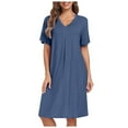 thumbnail image 1 of Pajama Nightgown For Women Short/Long Sleeve Button Down Nightwear Top Boyfriend Sleep Shirts Nightdress, 1 of 2