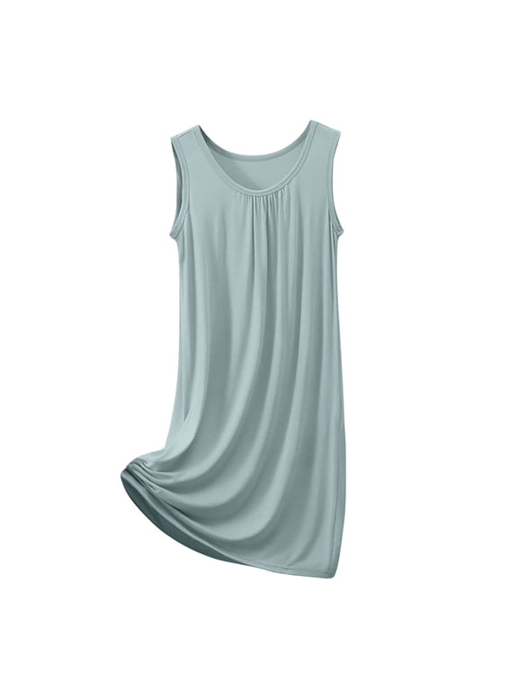 Pajama Nightgown for Women Sleeveless Nightwear Top Boyfriend Sleep Shirts Nightdress Gray XXXXXL