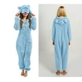 thumbnail image 1 of Pajama Onesie with Eye Mask Hooded Romper Jumpsuit with Bear Ear Zipper Onesie Pajamas One-Piece Sleepwear Teen Warm Zipper Romper 11-12 Years, 1 of 7
