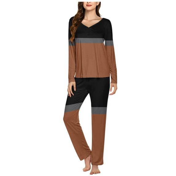 Pajama Pajamas Sets Women Pajamas Ladies' Casual Solid Color Casual Top Pants Pajama Set