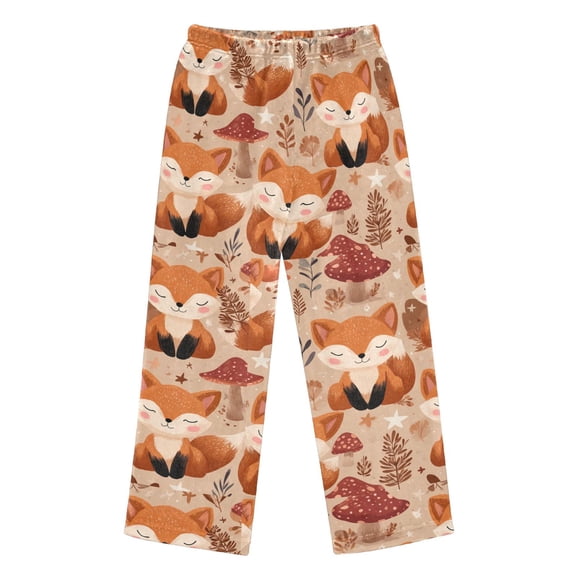 Pajama Pants A Little Fox with A Smiling Face. Long Pant Lounge Casual Elastic Waist Sleep Flannel Pants