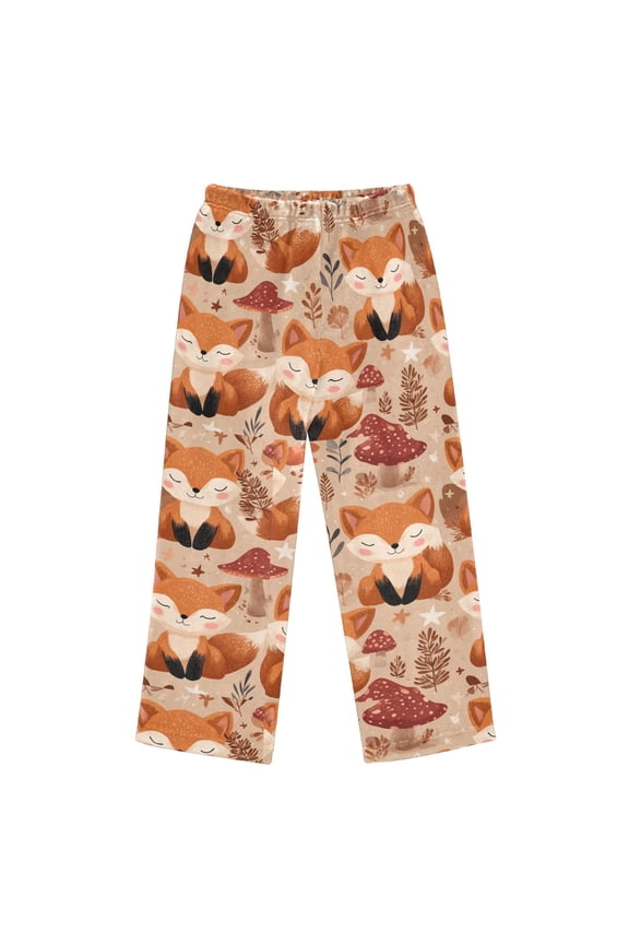 Pajama Pants A Little Fox with A Smiling Face. Long Pant Lounge Casual Elastic Waist Sleep Flannel Pants