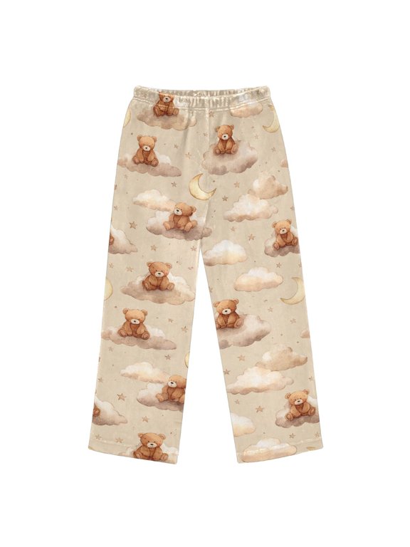 Pajama Pants Bear Cloud Star Long Pant Lounge Casual Elastic Waist Sleep Flannel Pants