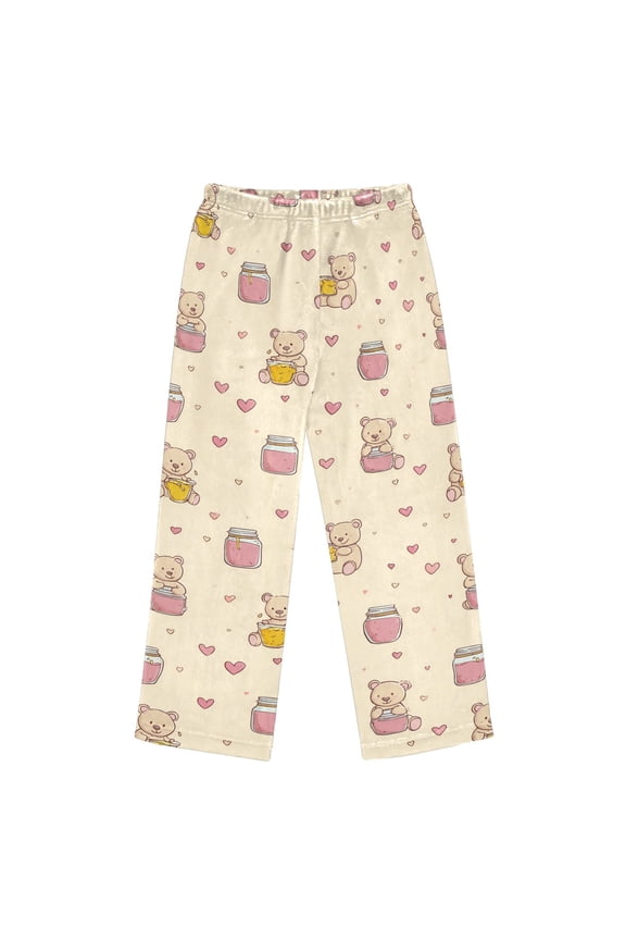 Pajama Pants Bears Eat Honey. Long Pant Lounge Casual Elastic Waist Sleep Flannel Pants