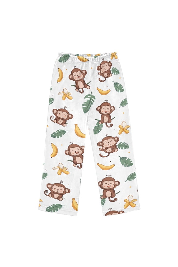 Pajama Pants Cartoon Monkey Long Pant Lounge Casual Elastic Waist Sleep Flannel Pants