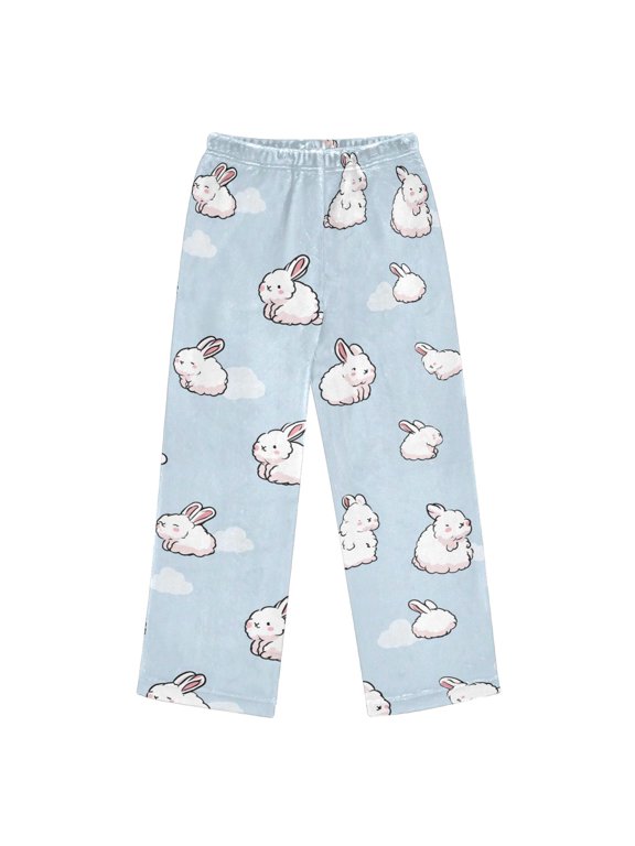 Pajama Pants Cloud Rabbit Long Pant Lounge Casual Elastic Waist Sleep Flannel Pants