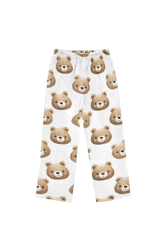 Pajama Pants Cute Bear Long Pant Lounge Casual Elastic Waist Sleep Flannel Pants