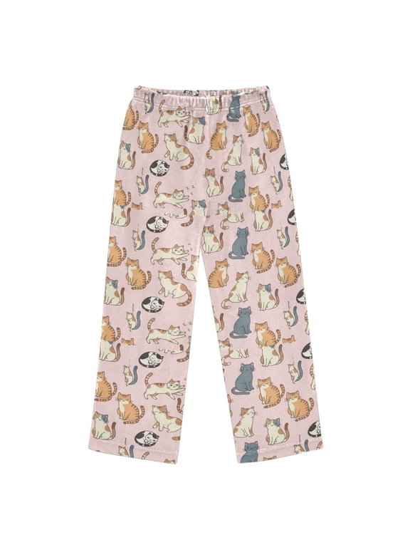 Pajama Pants Cute Cat Long Pant Lounge Casual Elastic Waist Sleep Flannel Pants