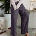 thumbnail image 1 of Pajama Pants with Drawstring Elastic Waist, Geometric Print Sleepwear, Comfortable Straight Leg Loose Lounge Pants for Women, Modern Design,Dark Purple,XL, 1 of 4