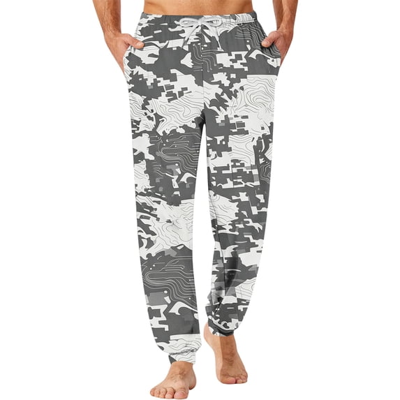 Pajama Pants For Men Soft Drawstring Elastic Waist Camo Print Sleep Pants With Pockets Long Lounge Pants