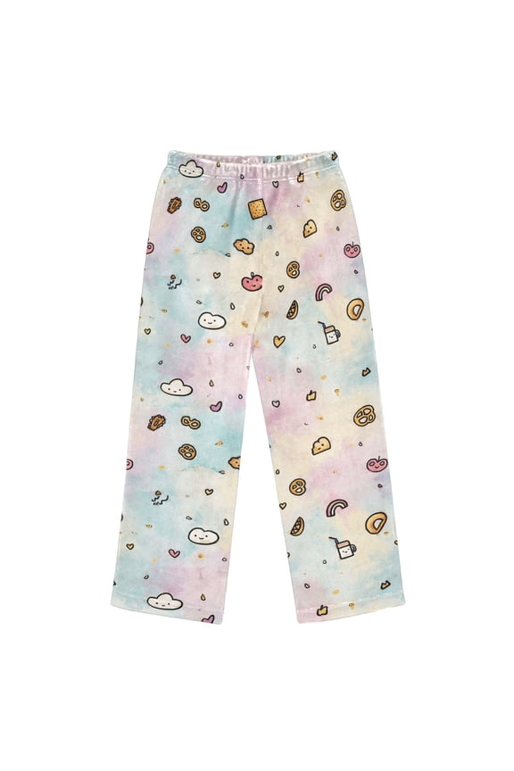 Pajama Pants Fruit Cookies Long Pant Lounge Casual Elastic Waist Sleep Flannel Pants