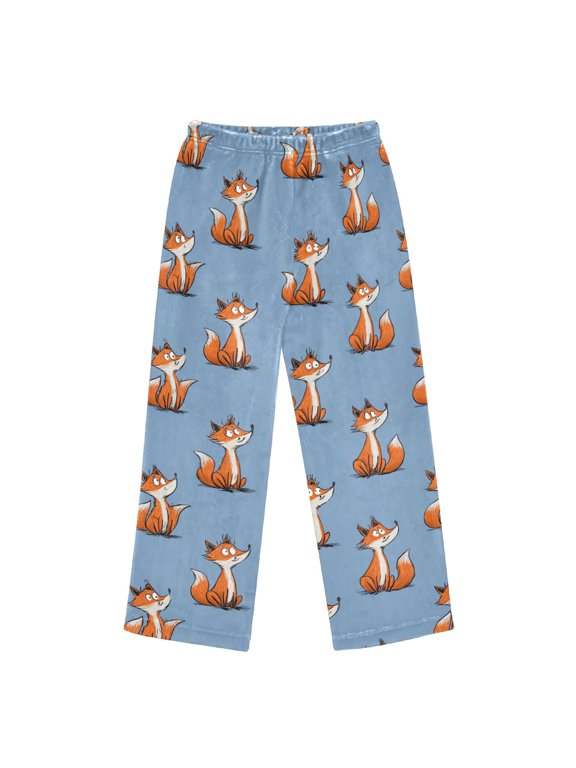 Pajama Pants Little Fox Long Pant Lounge Casual Elastic Waist Sleep Flannel Pants