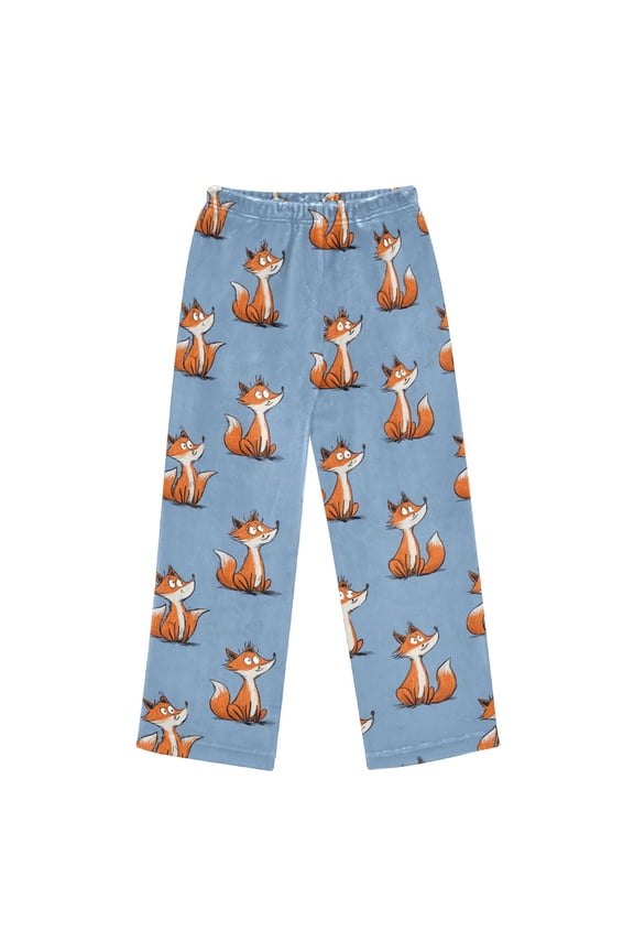 Pajama Pants Little Fox Long Pant Lounge Casual Elastic Waist Sleep Flannel Pants