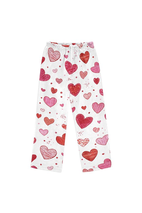 Pajama Pants Lots Of Love Long Pant Lounge Casual Elastic Waist Sleep Flannel Pants
