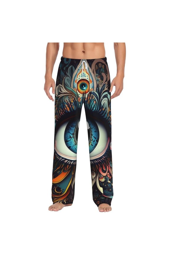 Pajama Pants Lounge Bottoms Soft Comfy Casual with Pockets, Magic Evil Eyes Psychedelic