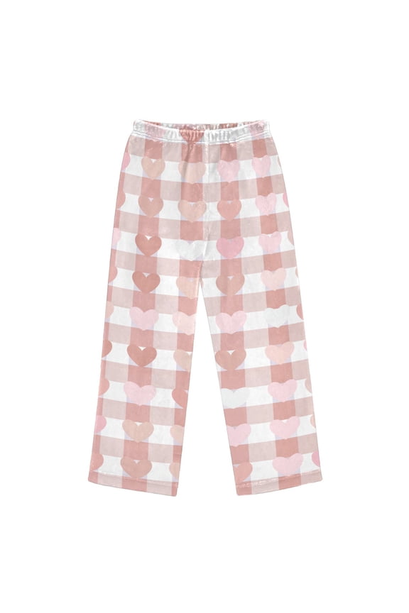 Pajama Pants Love Grid Long Pant Lounge Casual Elastic Waist Sleep Flannel Pants