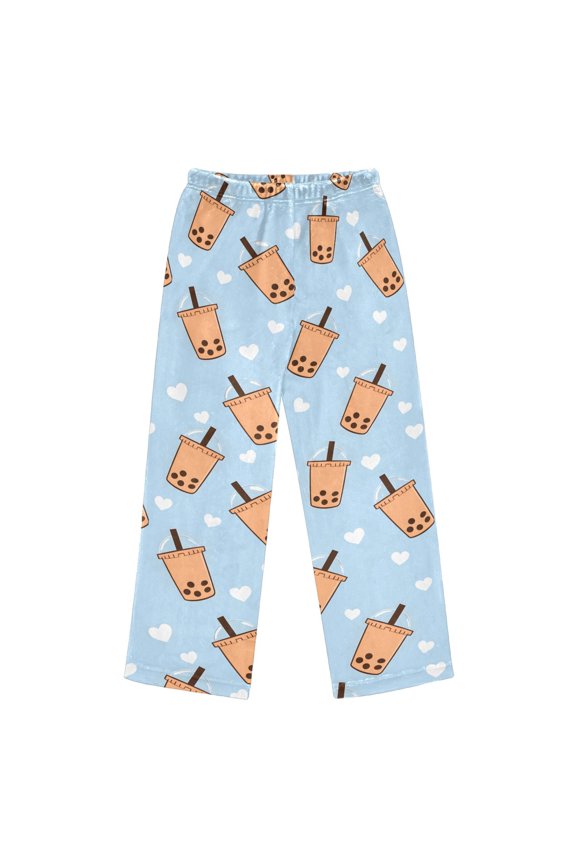 Pajama Pants Love Pearl Milk Tea Long Pant Lounge Casual Elastic Waist Sleep Flannel Pants