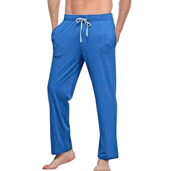 Pajama Pants for Men Cotton Lounge PJS Bottoms Soft Lounge & Sleep Sweatpants, Lightweight PJ Bottoms with Pockets Comfy Jogger Sleep Pant Trousers (Blue,X-Large)