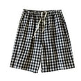 thumbnail image 1 of Pajama Pants Men Cotton Spring/Summer Thin Shorts Loose Fitting Comfortable Simple Checkered Home Pant for Men, 1 of 3