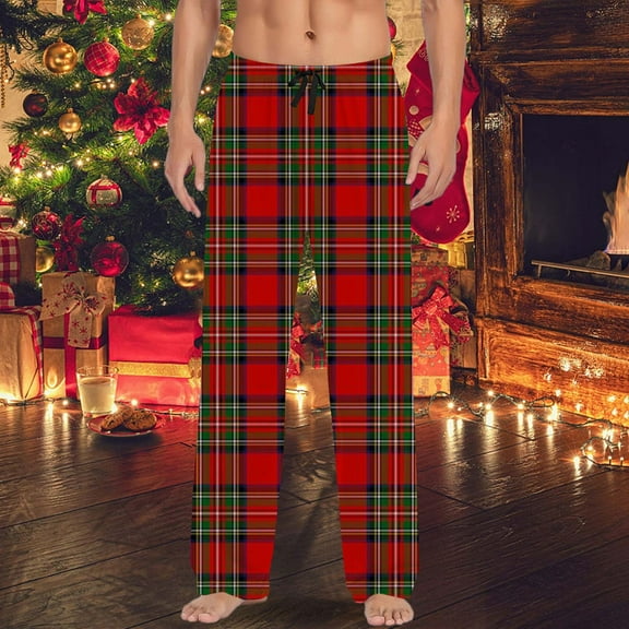 Pajama Pants Men Funny Christmas Printed Mid Waisted Casual Pants with Drawstring and Lightweight Pants Lounge Bottoms Soft Sleepwear