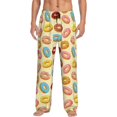 Pajama Pants Men Men's Pajama Bottoms, Donut Print Light Yellow Pj