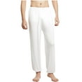 thumbnail image 1 of Pajama Pants Men Men's Pajama Pants Knit Cotton Lounge Bottoms Button Fly(White,XL), 1 of 6