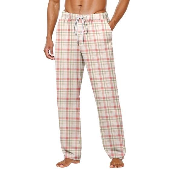Pajama Pants Men Soft Casual Lounge Pajama Bottoms Comfy Stretch Sleep Pants Wide Leg Pj Bottoms with Pockets and Button Fly (17-Beige, XXL)