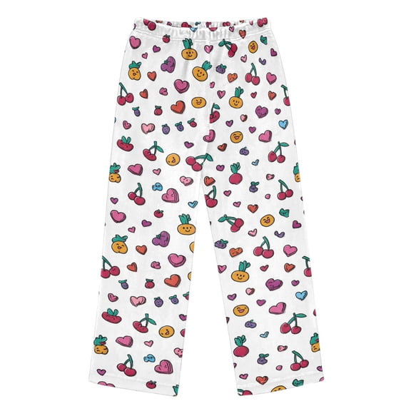 Pajama Pants Mini Cherries Long Pant Lounge Casual Elastic Waist Sleep Flannel Pants