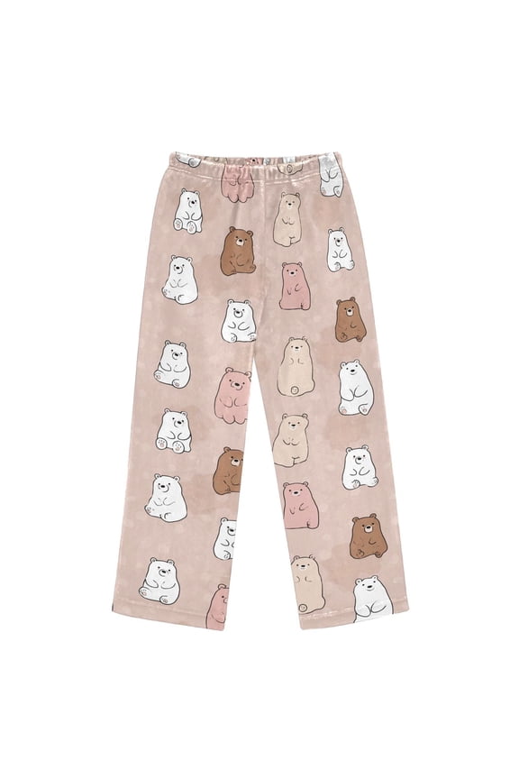 Pajama Pants Naughty and Cute Bear Long Pant Lounge Casual Elastic Waist Sleep Flannel Pants