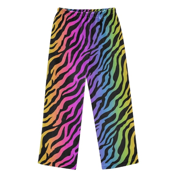 Pajama Pants Rainbow Zebra Stripes Long Pant Lounge Casual Elastic Waist Sleep Flannel Pants