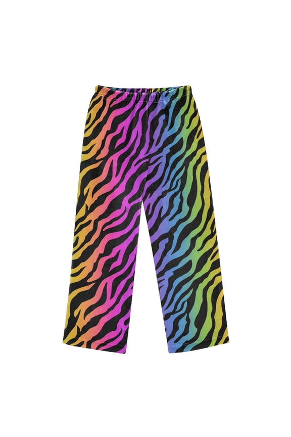 Pajama Pants Rainbow Zebra Stripes Long Pant Lounge Casual Elastic Waist Sleep Flannel Pants