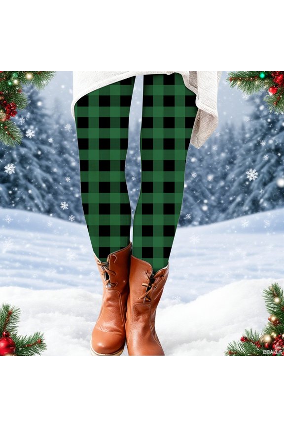 Pajama Pants Santa Print Elastic Waist Soft Comfy Pj Pants Ankle Length Day Leggings