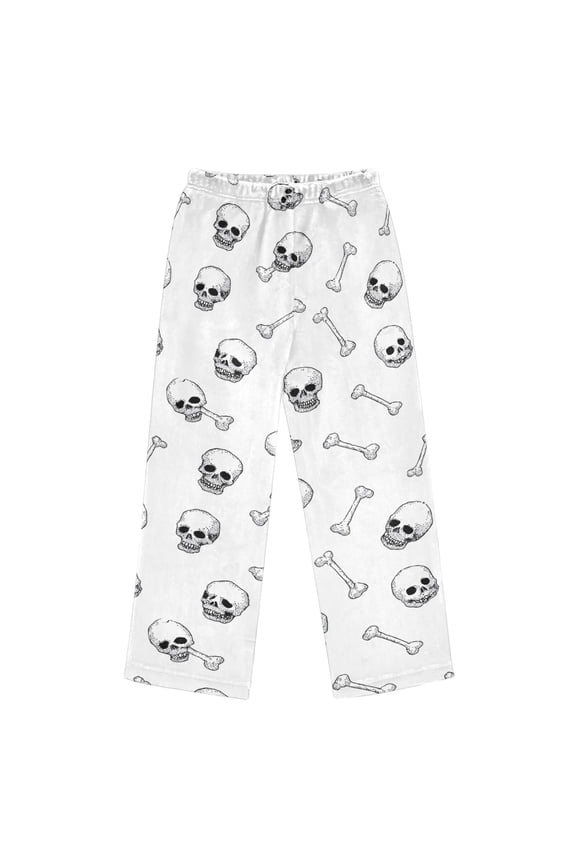Pajama Pants Skull and Bones Long Pant Lounge Casual Elastic Waist Sleep Flannel Pants