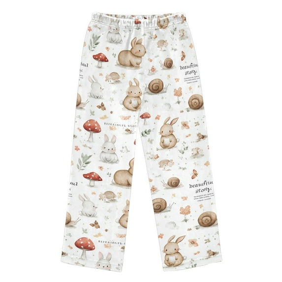 Pajama Pants Snail and Mushroom Rabbit Long Pant Lounge Casual Elastic Waist Sleep Flannel Pants
