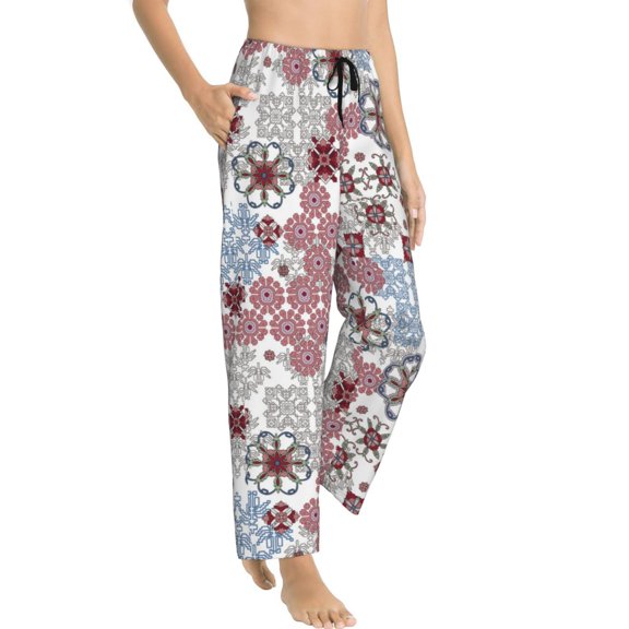 Pajama Pants Women - Abstract Floral A Soft Breathable Sleep & Lounge Pants for Women, Comfy Casual Pj Pants Bottoms with Pockets