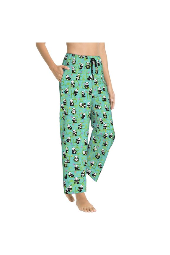 Pajama Pants Women - Alphabet And Panda Soft Breathable Sleep & Lounge Pants for Women, Comfy Casual Pj Pants Bottoms with Pockets