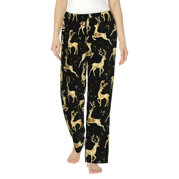 Pajama Pants Women, Artistic Elk Deer Sweatpants Soft Sleep Lounge Pants, Casual PJ Bottoms Pants with Pockets