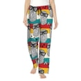 thumbnail image 1 of Pajama Pants Women, Black White Owl Colorful Stripes Sweatpants Soft Sleep Lounge Pants, Casual PJ Bottoms Pants with Pockets, 1 of 5