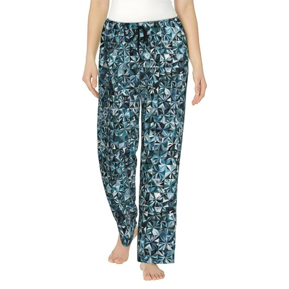 Pajama Pants Women, Bling sparkly gemstone blue print Sweatpants Soft Sleep Lounge Pants, Casual PJ Bottoms Pants with Pockets