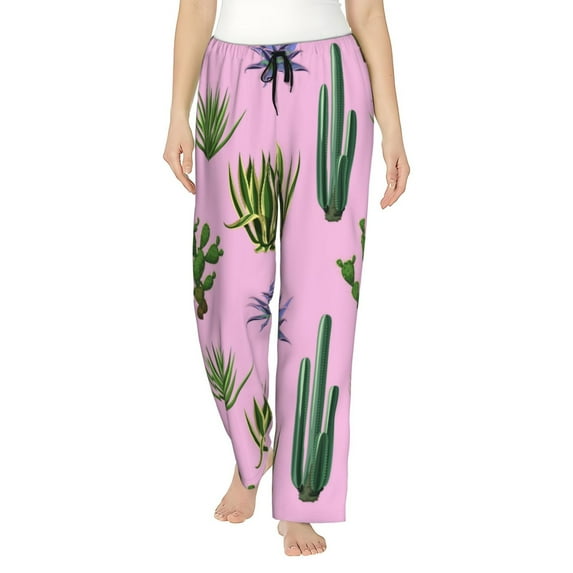 Pajama Pants Women, Cactus aloe vera Sweatpants Soft Sleep Lounge Pants, Casual PJ Bottoms Pants with Pockets