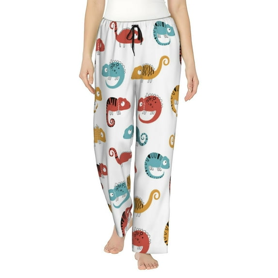 Pajama Pants Women, Cartoon Cute Chameleon Lizard_A Sweatpants Soft Sleep Lounge Pants, Casual PJ Bottoms Pants with Pockets