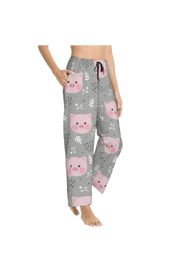 Pajama Pants Women - Cartoon Cute Pig Face Soft Breathable Sleep & Lounge Pants for Women, Comfy Casual Pj Pants Bottoms with Pockets