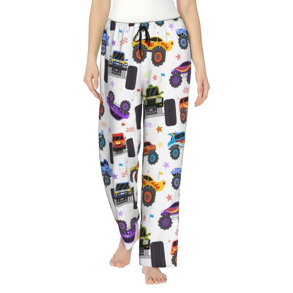 Pajama Pants Women, Cartoon Monster Trucks1 Sweatpants Soft Sleep Lounge Pants, Casual PJ Bottoms Pants with Pockets
